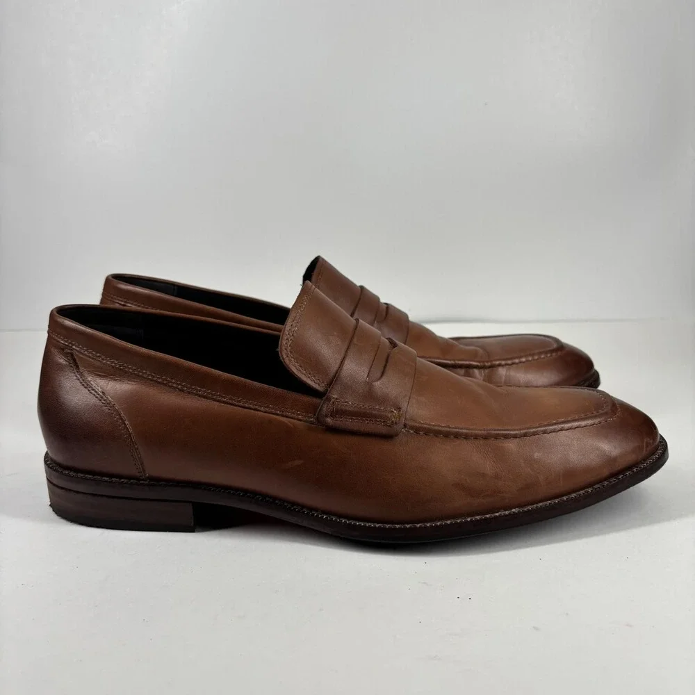 Cole‎ Haan Warner Grand Men's US 12M British Tan Leather Penny Loafers C29038